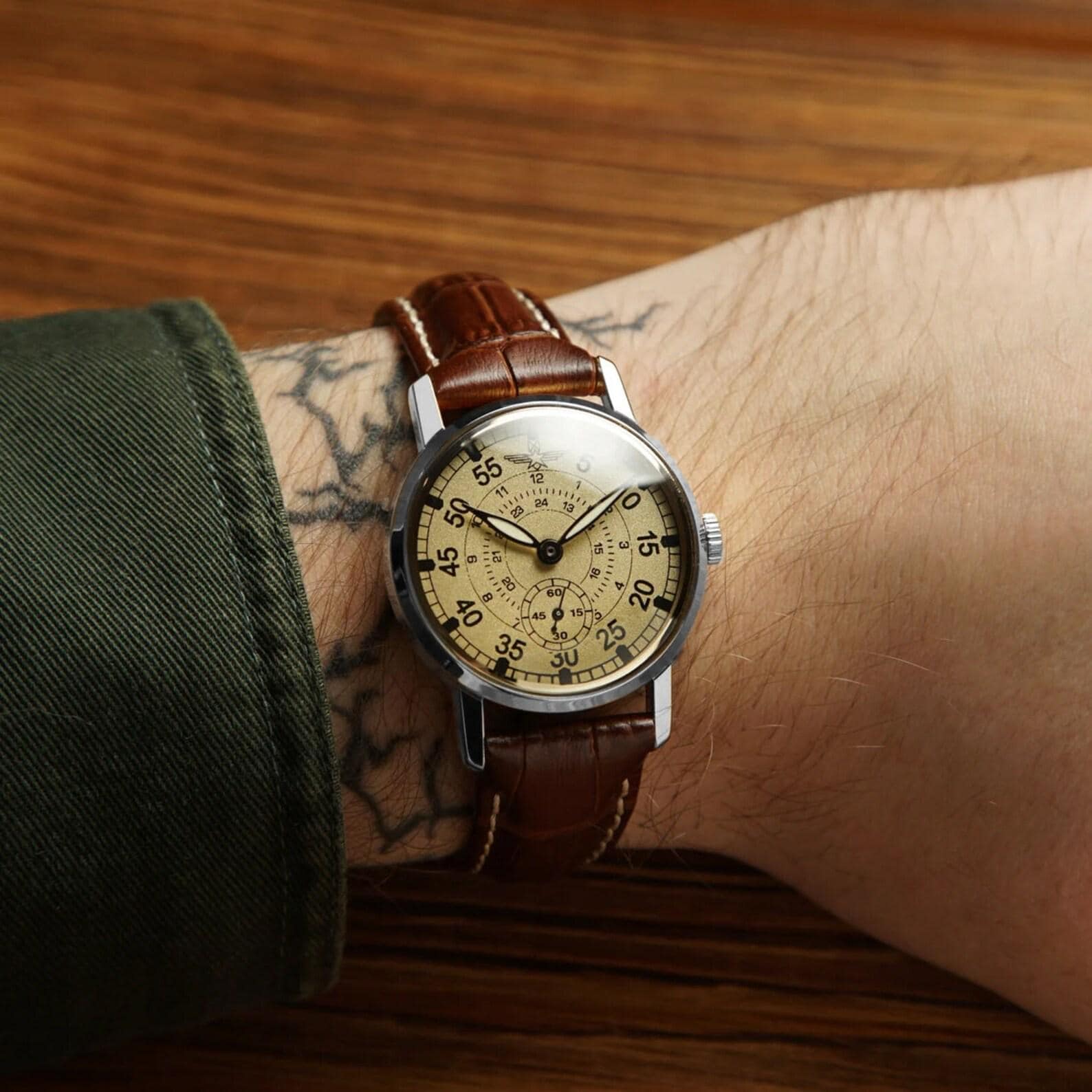 ZiM "Aviation" Vintage Aviator Silver Men's Watch – Hand-Restored 1990s Timepiece