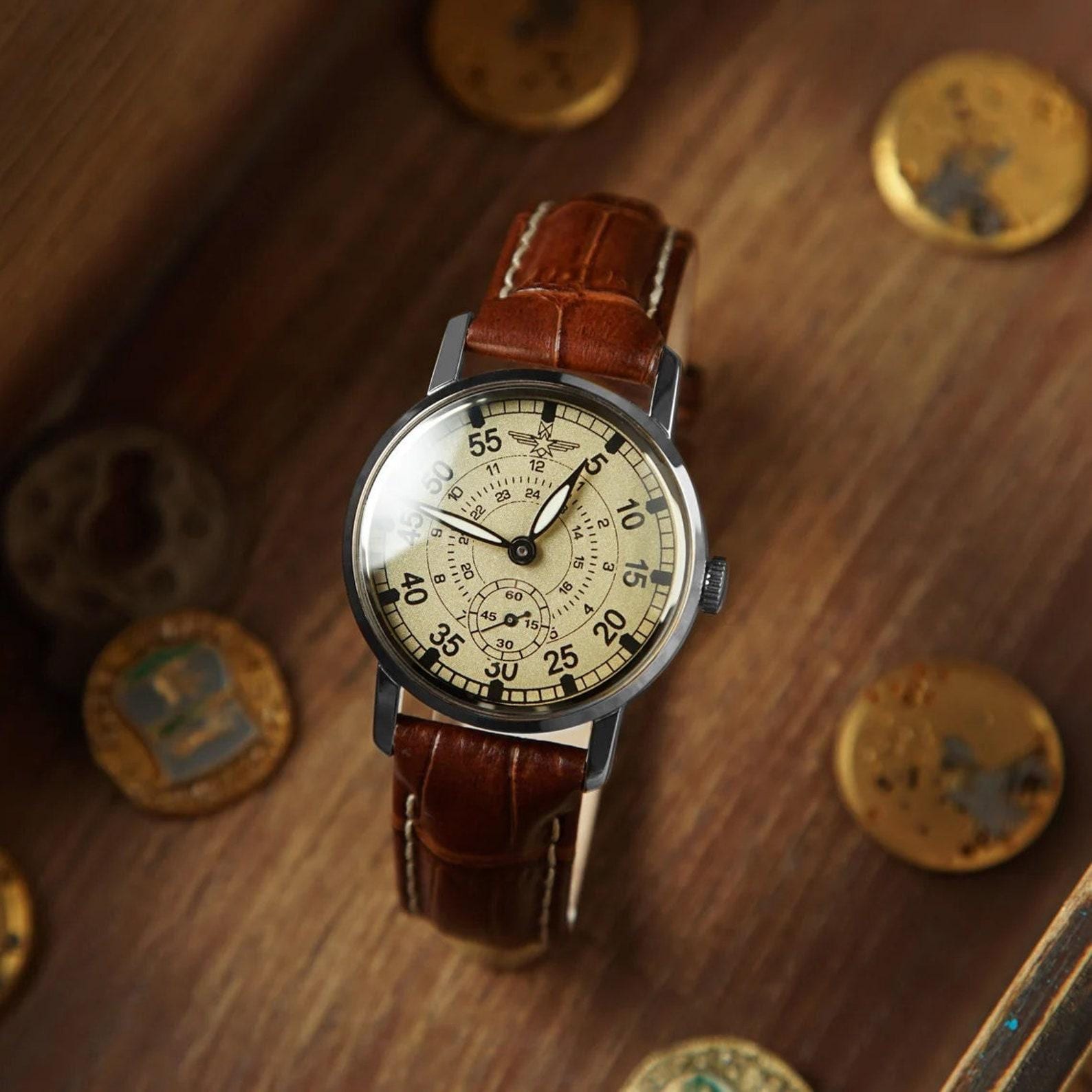 ZiM "Aviation" Vintage Aviator Silver Men's Watch – Hand-Restored 1990s Timepiece