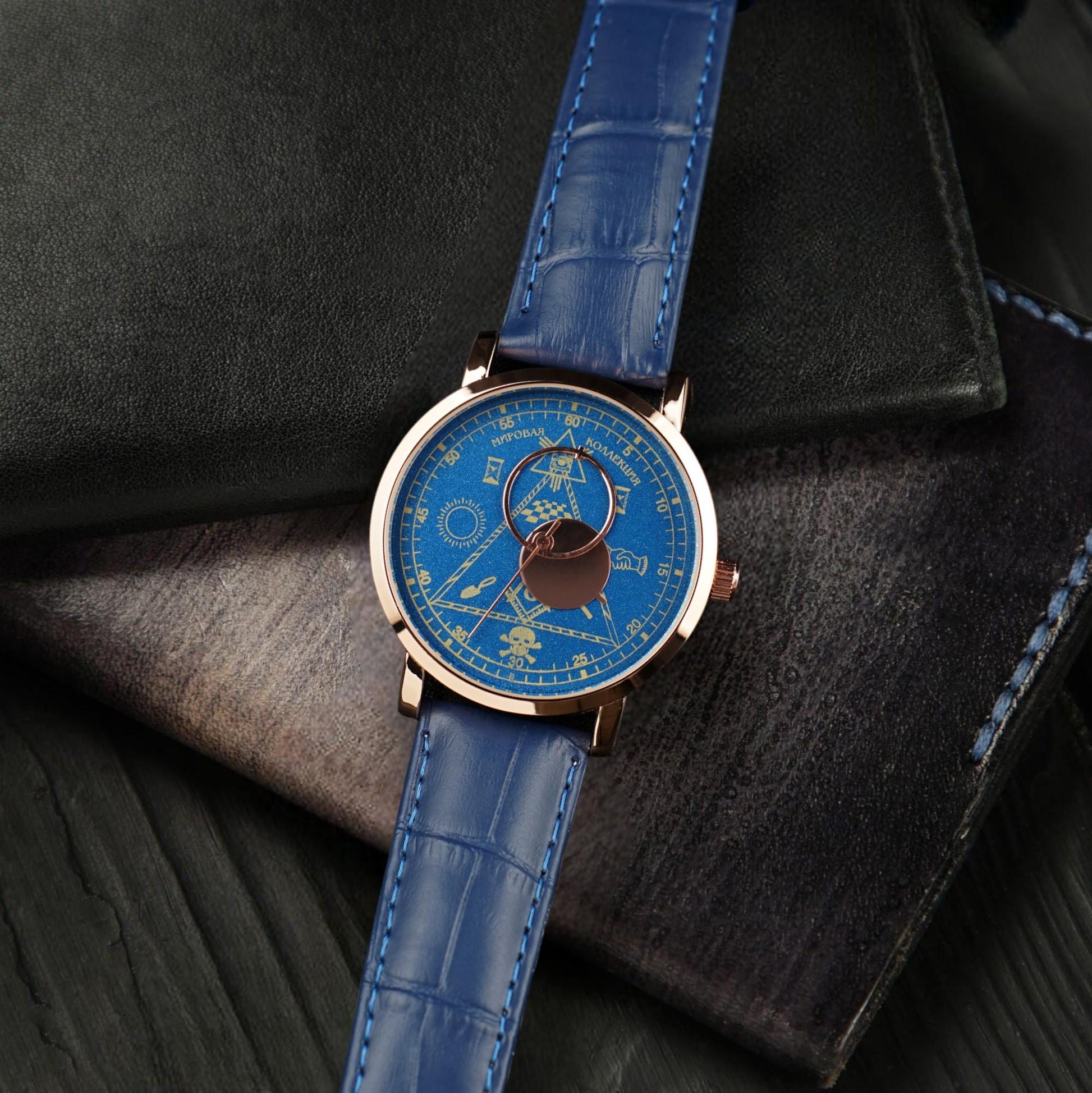 MASONIC "WORLD COLLECTION" WATCH – Rose Gold, Leather Strap