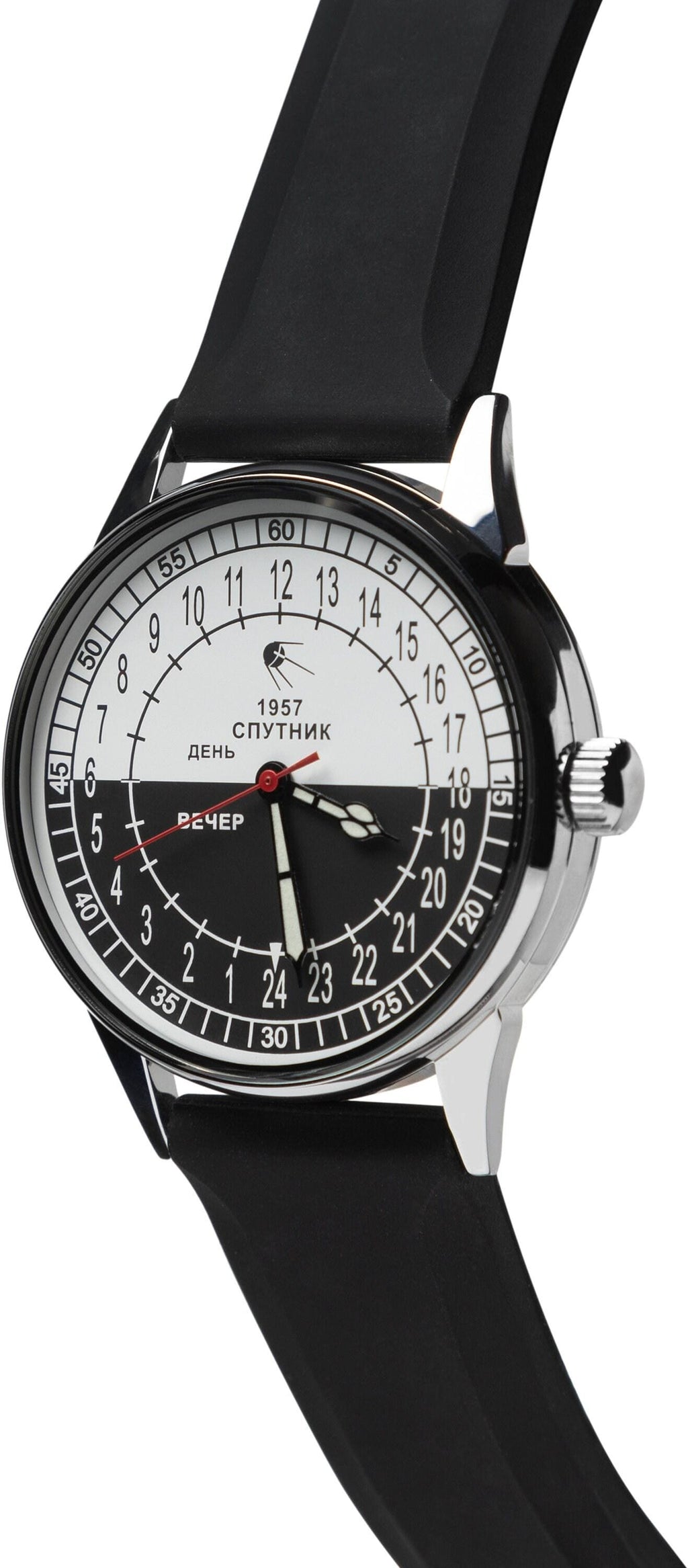 24 -Hour SPUTNIK 1957 "Day and Evening" 44-mm - Mechanical Vintage Men's Wrist Watch. Unique gift for him