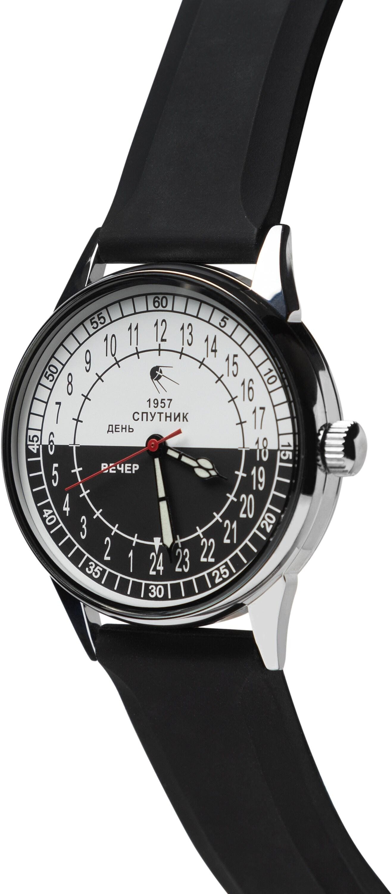 24 -Hour SPUTNIK 1957 "Day and Evening" 44-mm - Mechanical Vintage Men's Wrist Watch. Unique gift for him