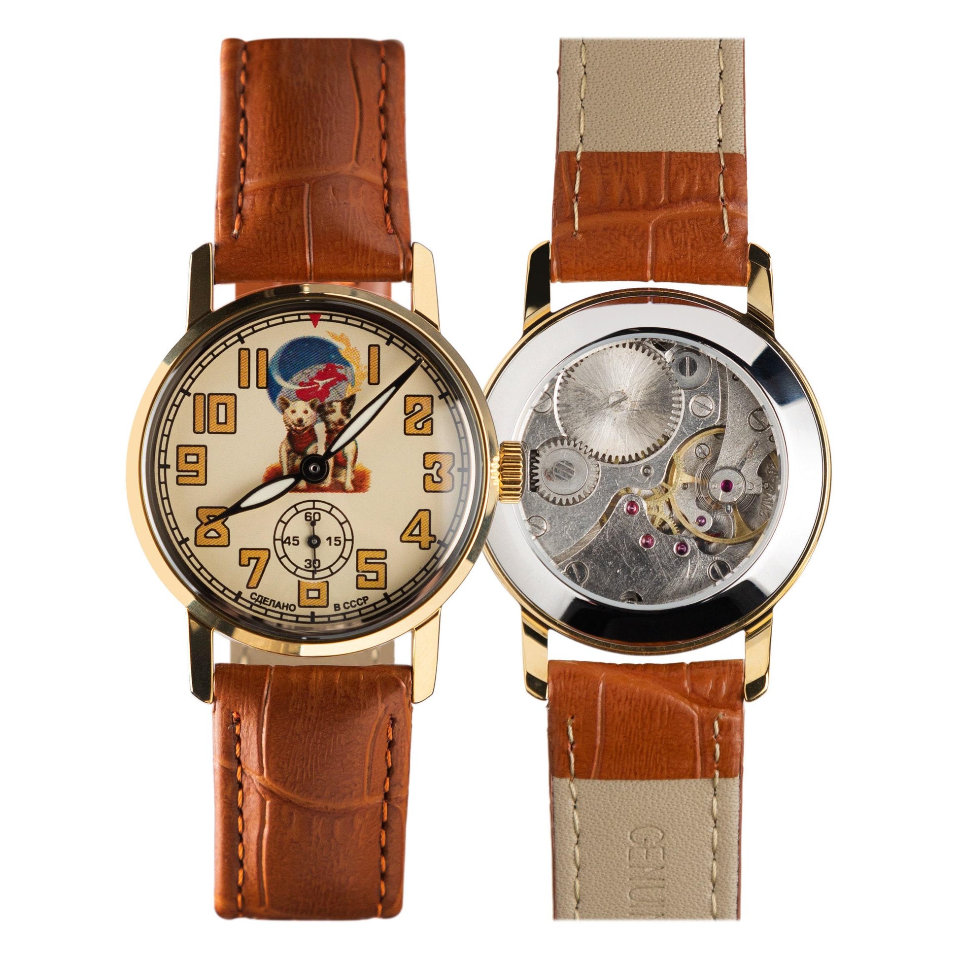 Belka & Strelka 1970s Vintage Soviet Historical Watch. Unique gift watch for her or him. Unisex Wristwatch. Personalized watch.