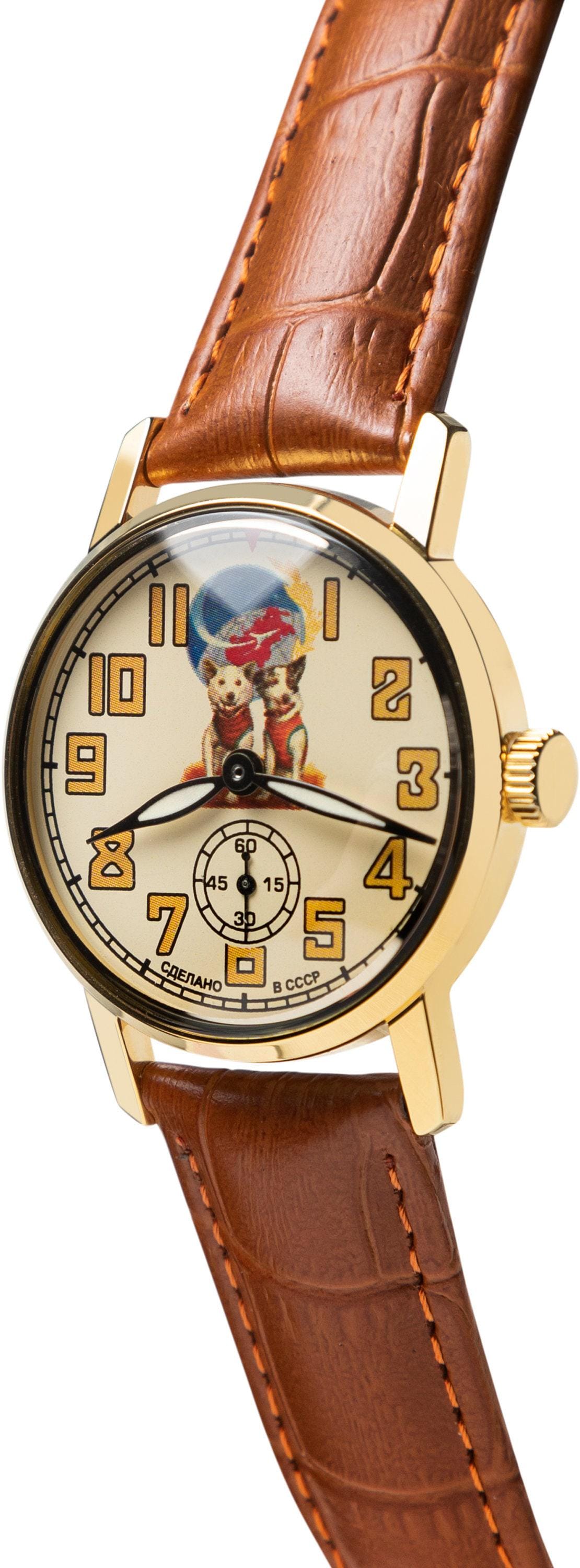 Belka & Strelka 1970s Vintage Soviet Historical Watch. Unique gift watch for her or him. Unisex Wristwatch. Personalized watch.