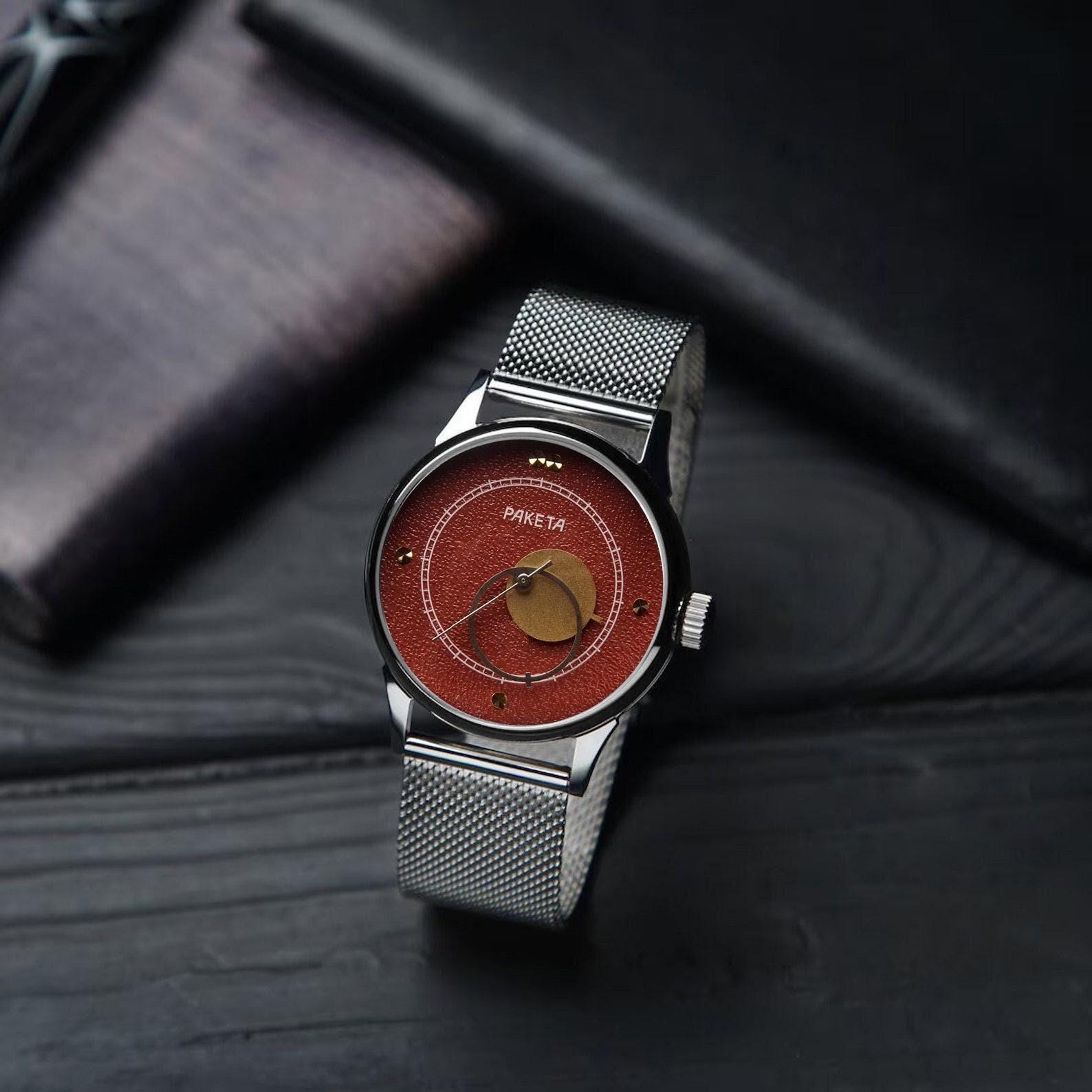 VINTAGE WRIST WATCH RAKETA "COPERNICUS" RED 1990s