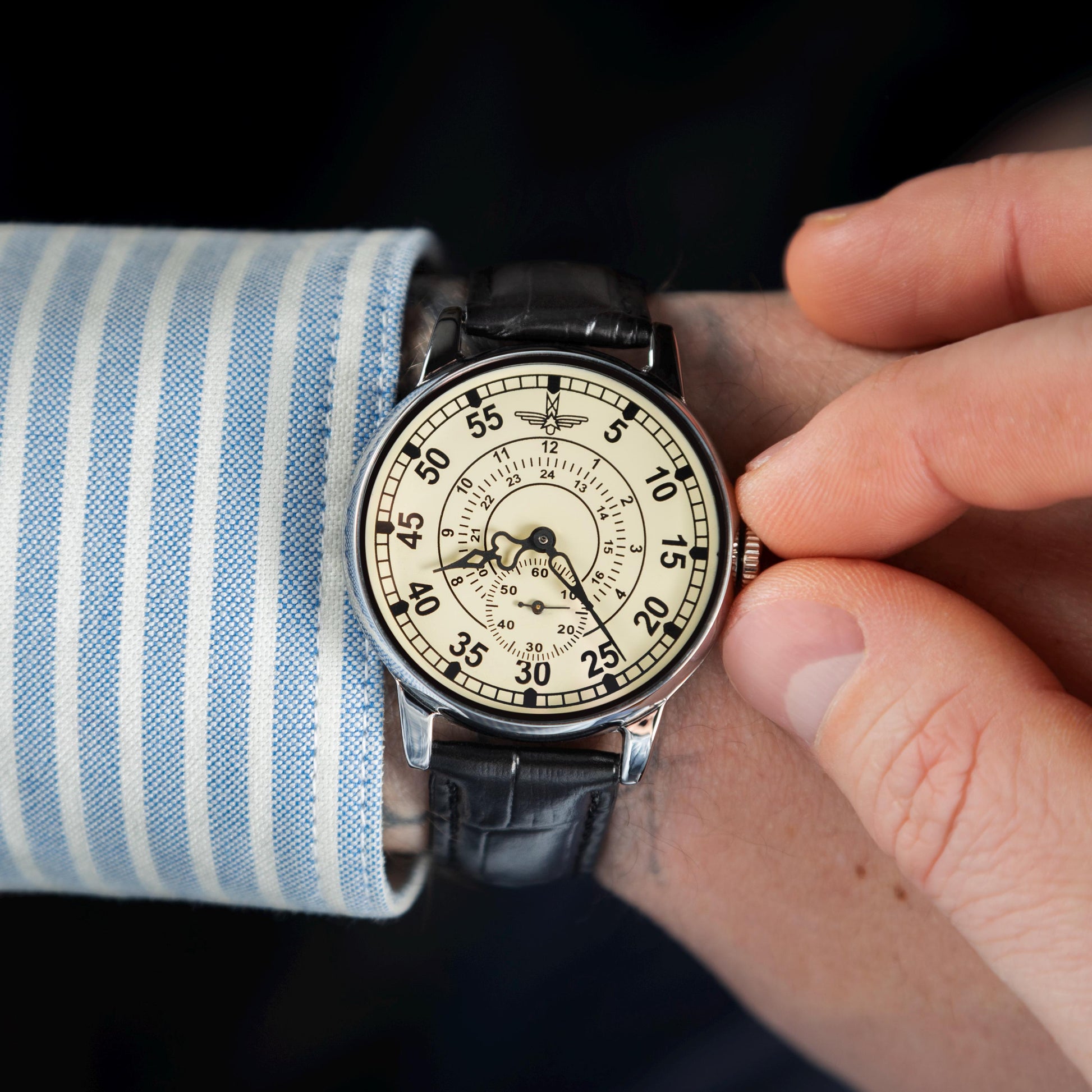 Mens Aviation Vintage Watch, "ZIM - AVIATION" 1990s Realese. Soviet Pilot's watch Unique gift for him. Mechanical watch. Personalized.